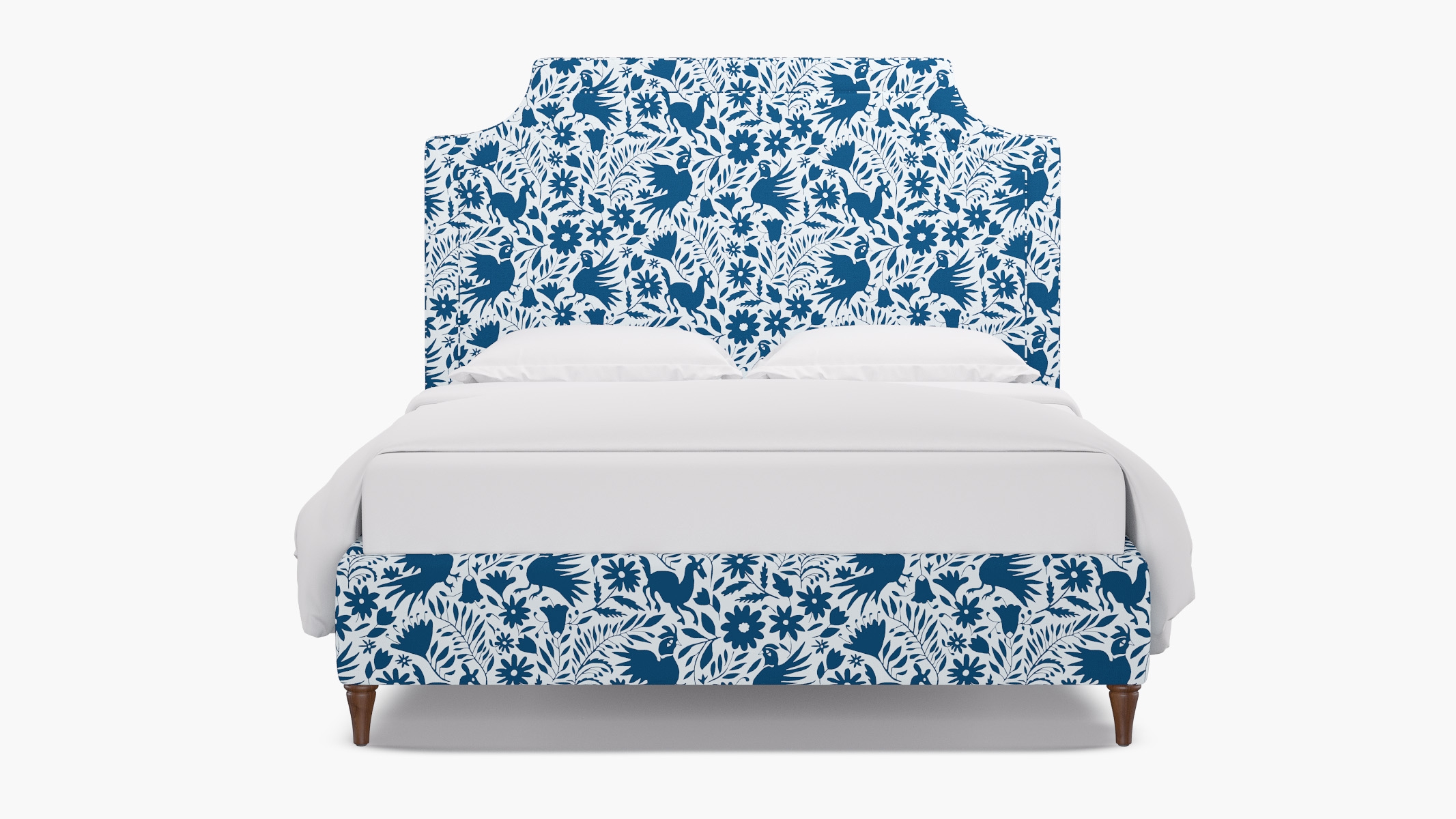 Deco Bed, Cerulean Frida, Walnut Decorative Tapered Leg, Twin - Image 0