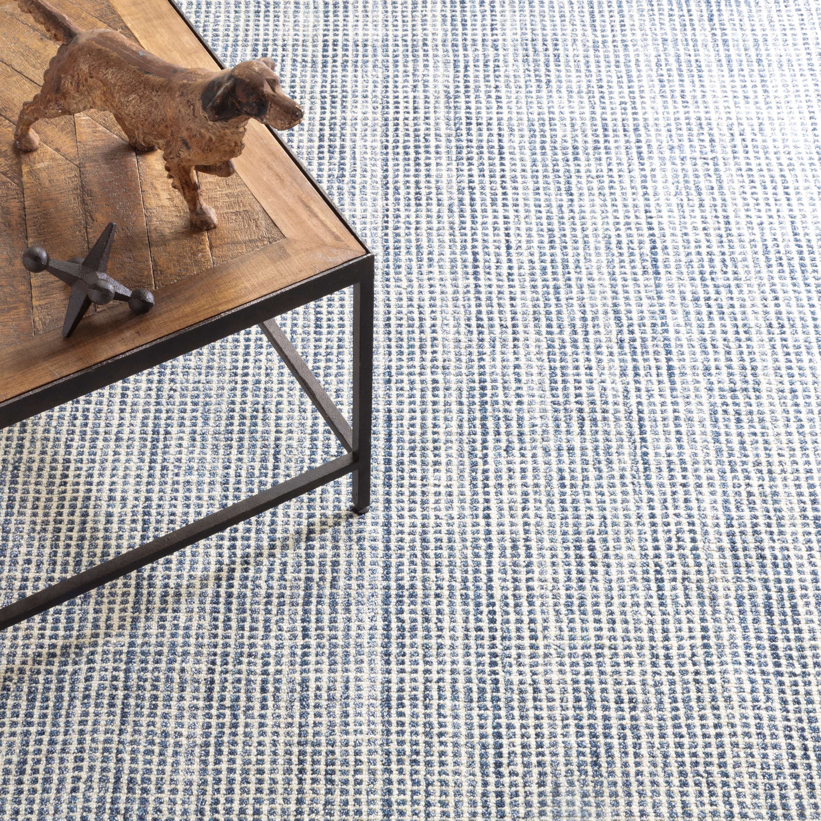 Homer Blue Hand Loom Knotted Wool/Viscose Rug - Image 1