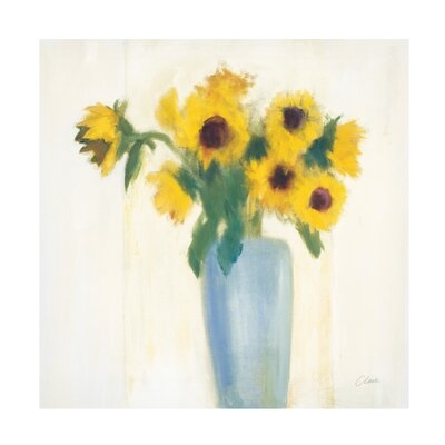Michael Clark 'Sunflowers In Blue' Canvas Art - Image 0