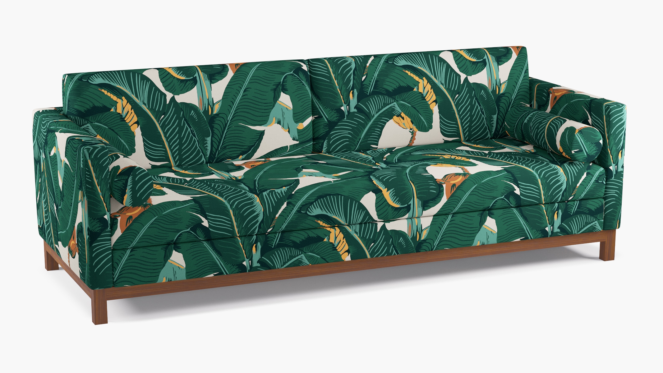 Tailored Tuxedo Sofa, Martinique®®, Walnut Wood Rail - Image 1