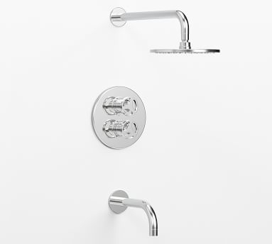 Tilden Thermostatic Cross-Handle Bathtub & Shower Faucet Set, Matte Black - Image 4