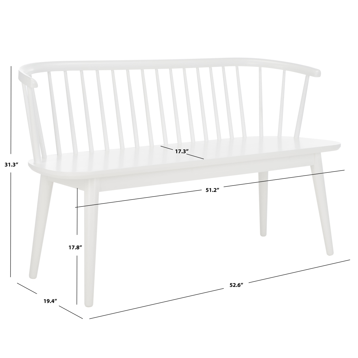 Blanchard Spindle Bench - White - Safavieh - Image 5