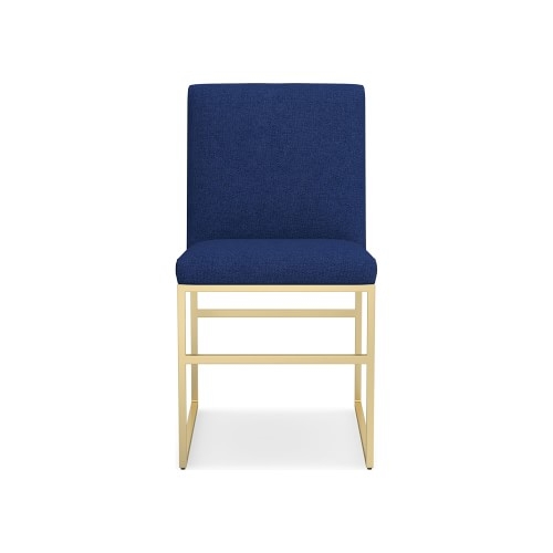 Lancaster Side Chair, Standard, Perennials Performance Canvas, Denim, Antique Brass - Image 0