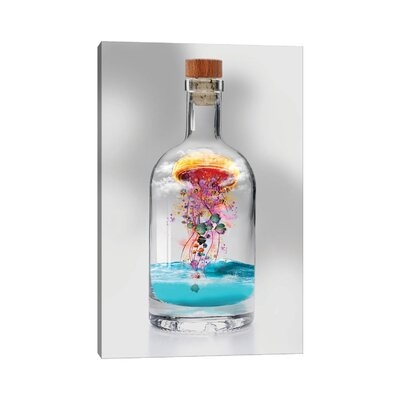 Electric Jellyfish In A Bottle by David Loblaw - Wrapped Canvas Graphic Art - Image 0