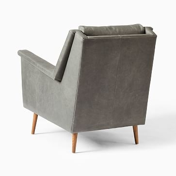 Carlo Mid-Century Chair, Poly, Vegan Leather, Snow, Pecan - Image 3