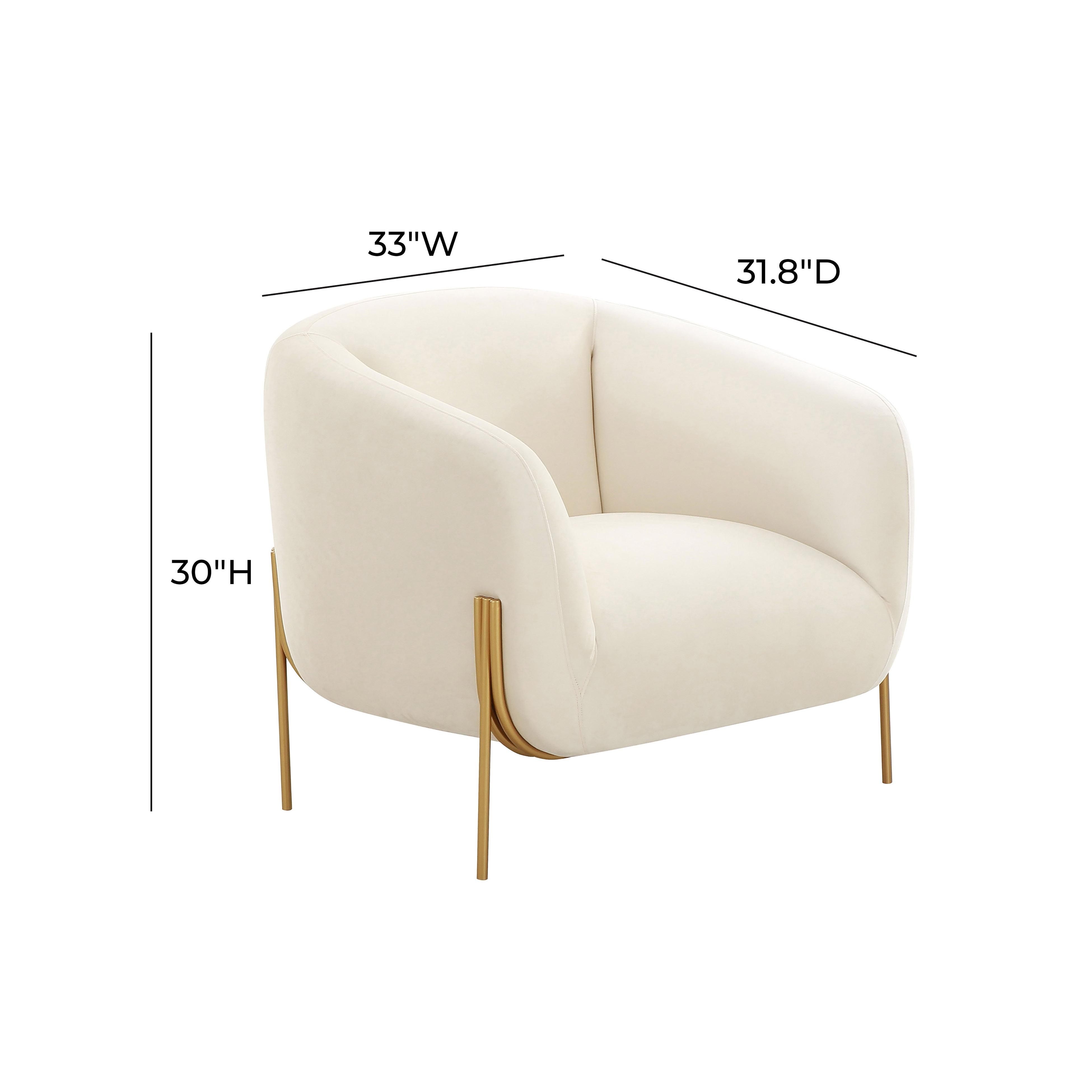 Kandra Cream Velvet Accent Chair - Image 4