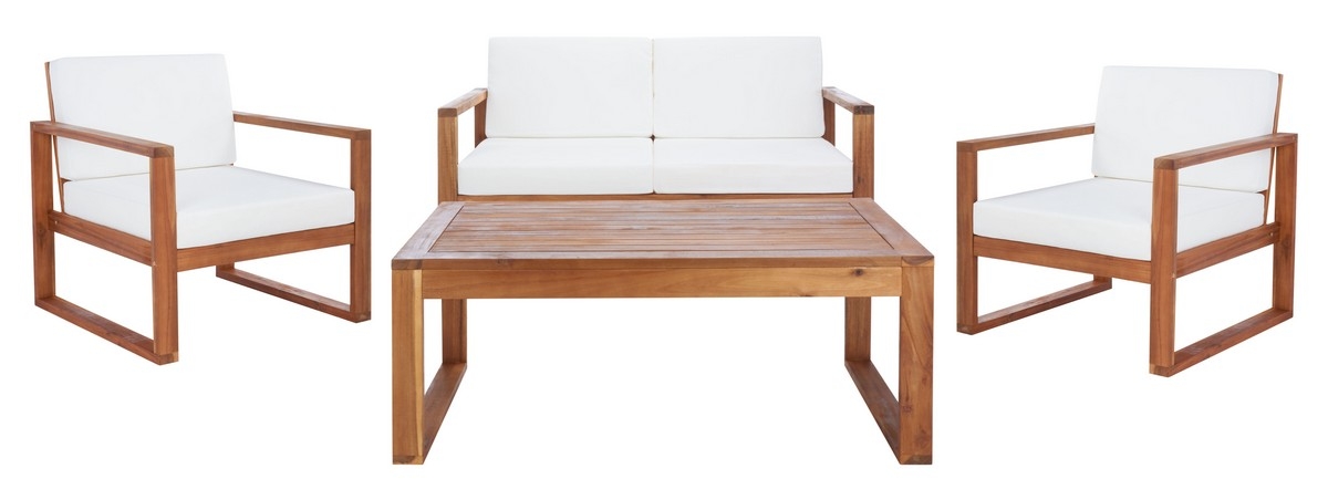 Emiko 4 Pc Outdoor Living Set - Natural/Beige - Safavieh - Image 0