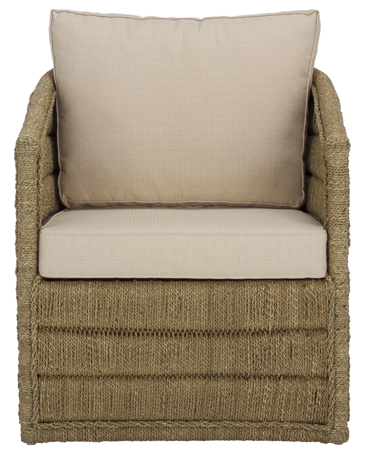 Aikan Woven Sea Grass Accent Chair - Natural / White - Image 0