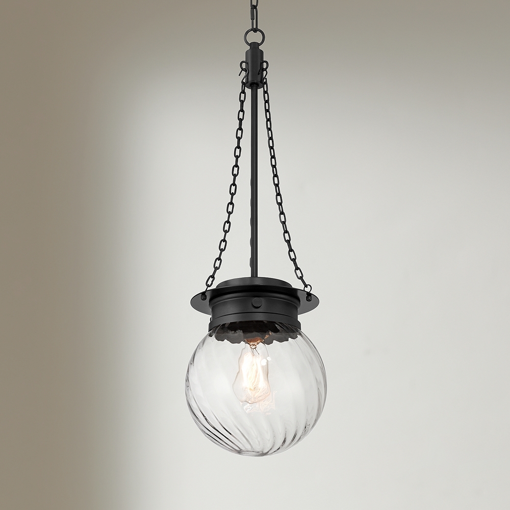 Possini Euro Catherine 8 1/2"W Black Twist Glass Mini Pendant Light - Image 0