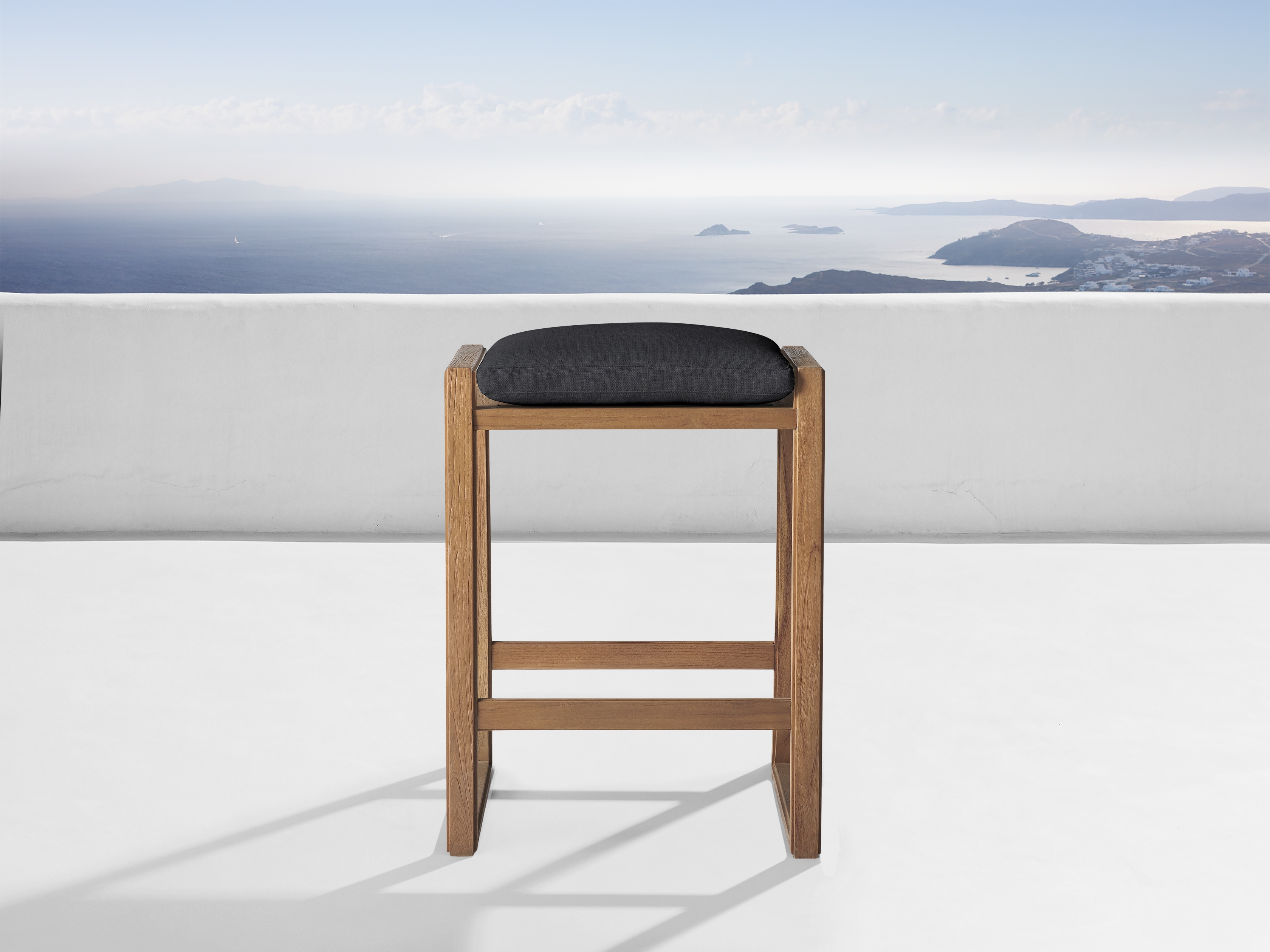 Canyon Outdoor Backless Barstool Teak in Gray  Rosemount Graphite/Weathered Fawn - Image 0