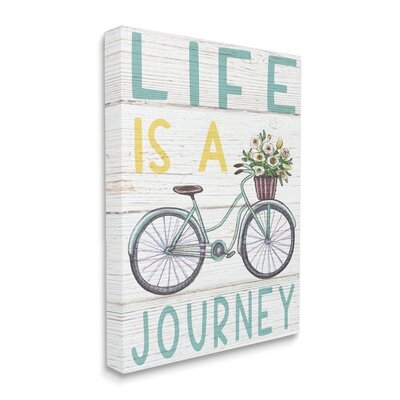 Life's A Journey Blue Bicycle Flower Basket - Image 0
