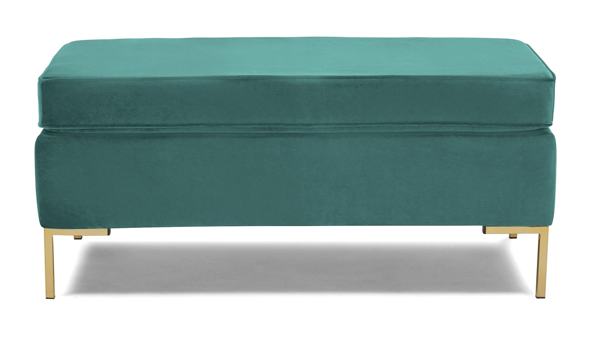 Green Dee Mid Century Modern Bench with Storage - Essence Aqua - Image 0