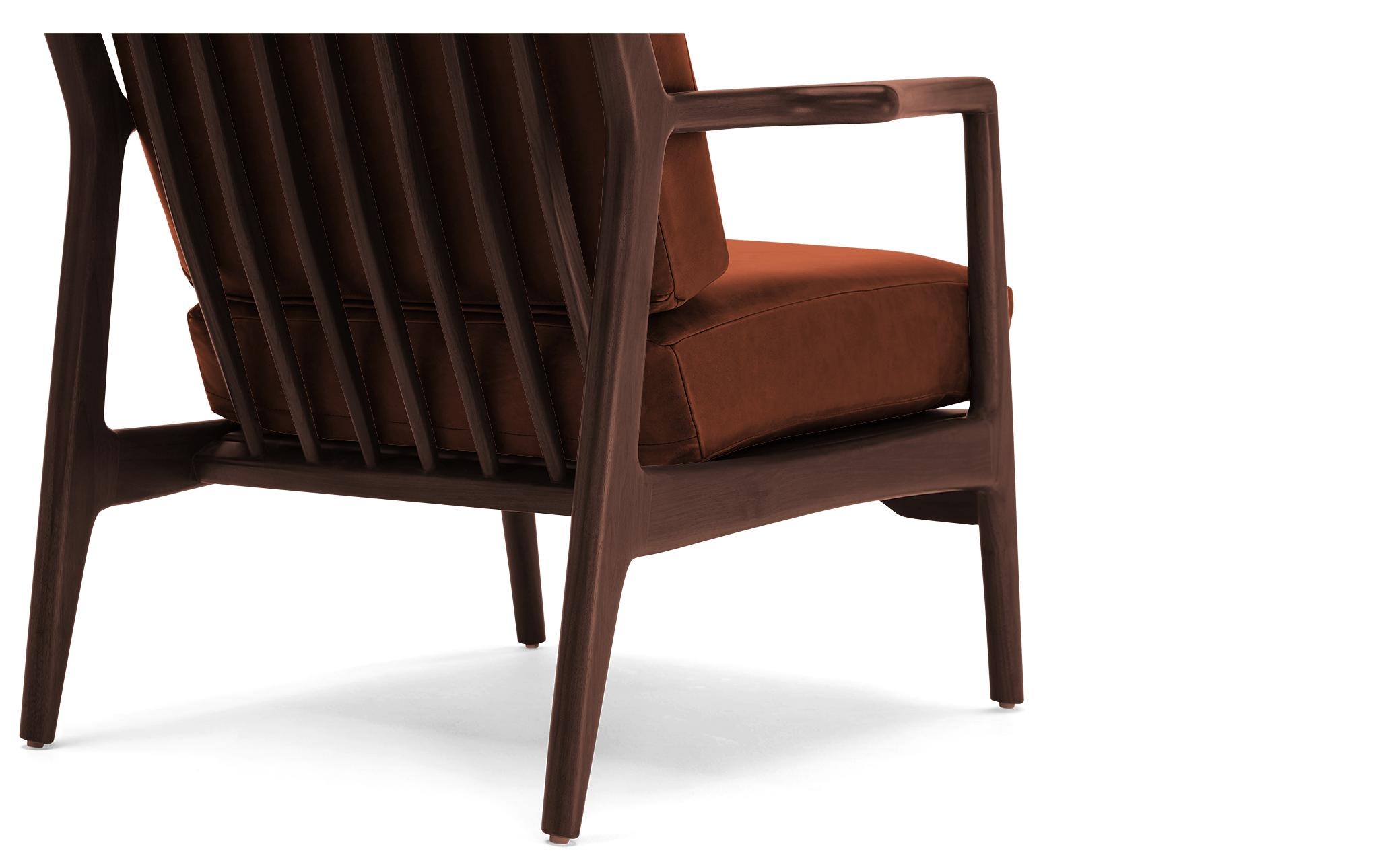 Brown Collins Mid Century Modern Leather Chair - Academy Cuero - Walnut - Image 4