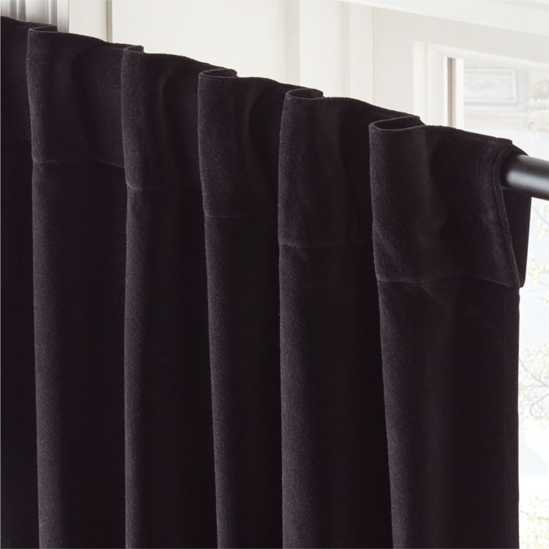 Black Velvet Window Curtain Panel 48''x96'' - Image 2