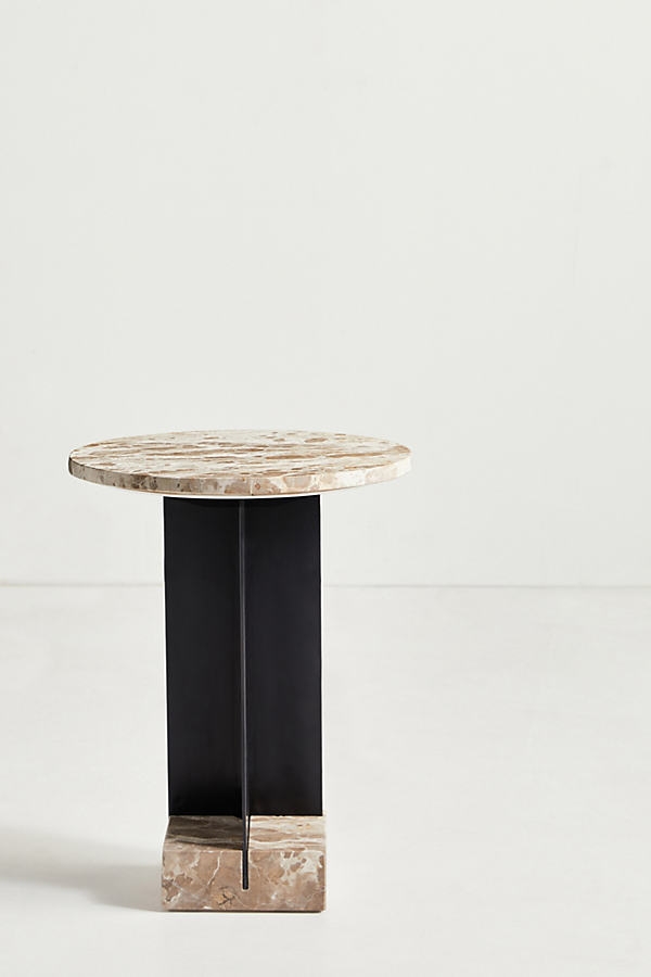 Kapri Marble Side Table By Anthropologie in Black - Image 0