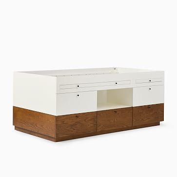 Modern Captain's Bed, Twin, Acorn + White, WE Kids - Image 3