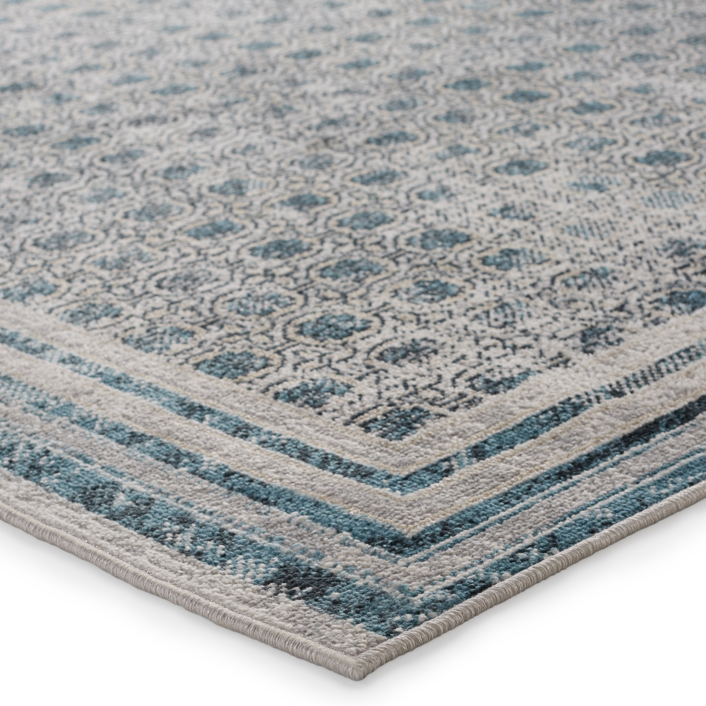 Vibe by Allora Trellis Light Gray/ Blue Area Rug (7'10"X10') - Image 1