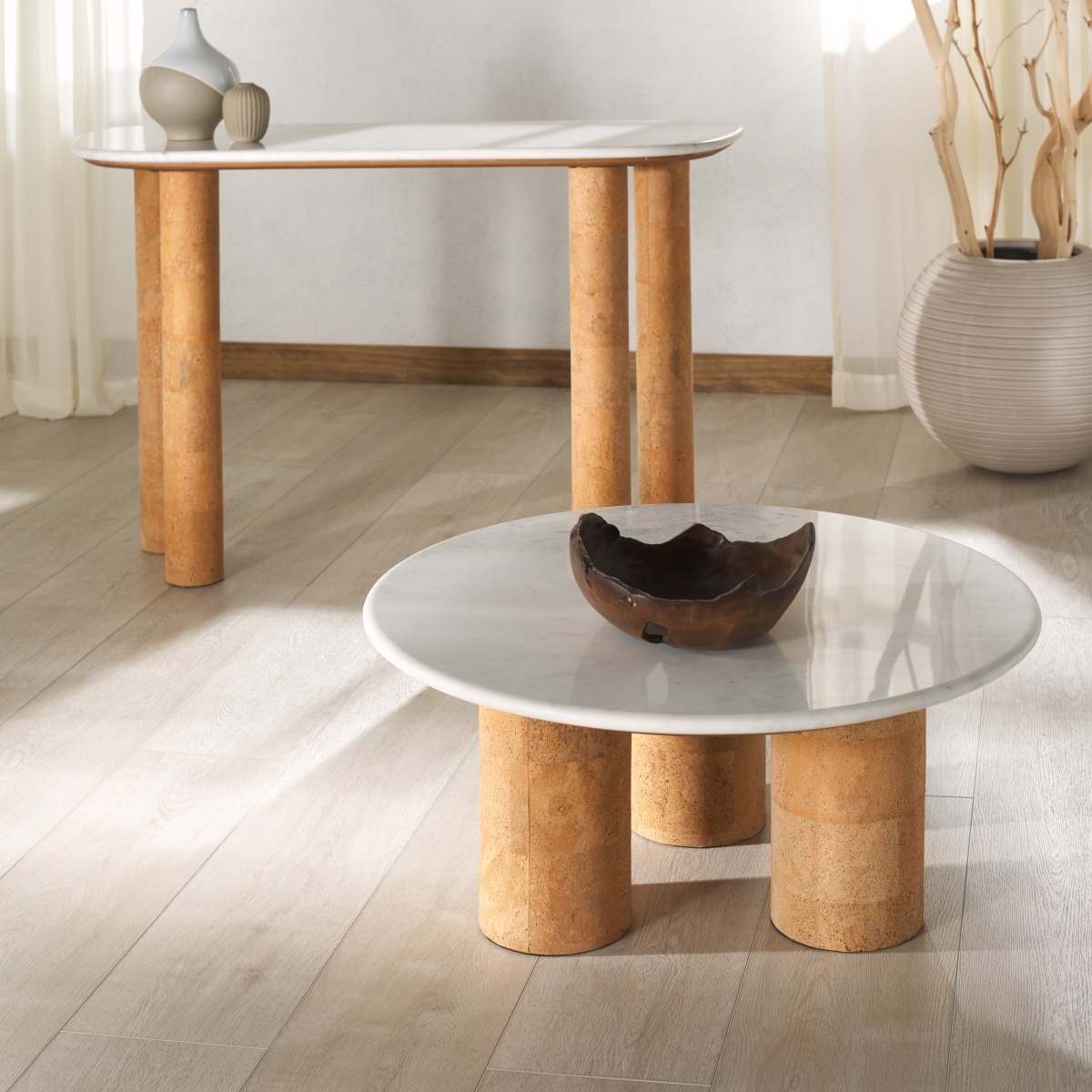 Marilynn Cork Coffee Table - White/Cork - Image 9