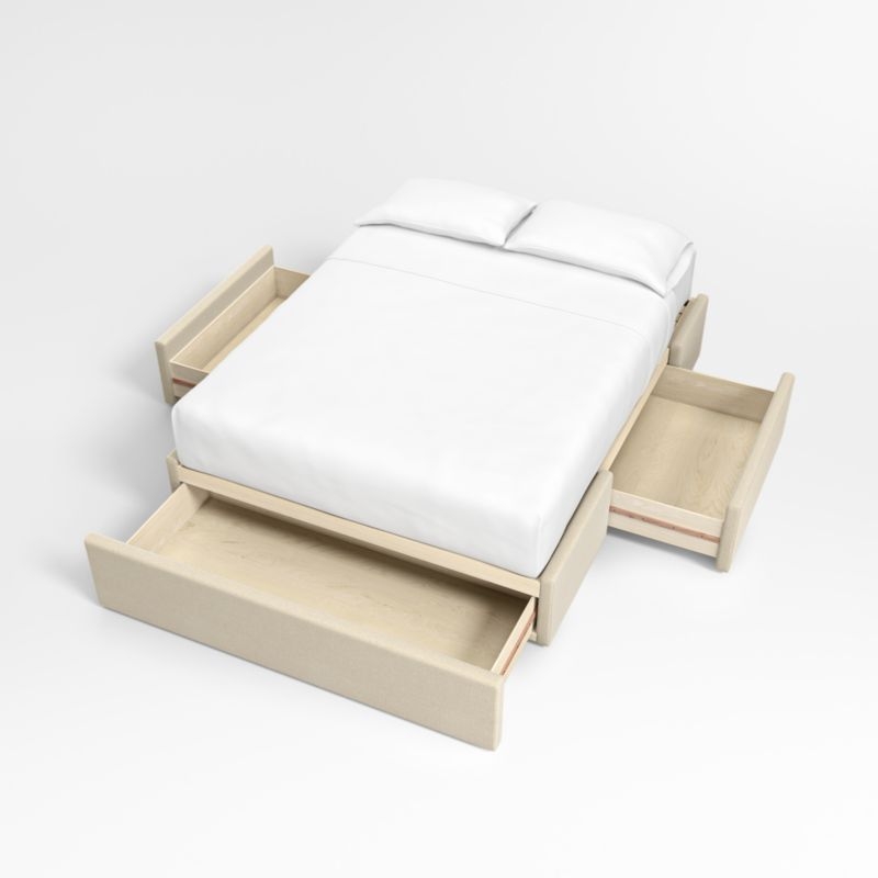 Arden 52" Ivory Upholstered Queen Headboard with Storage Bed Base - Image 3
