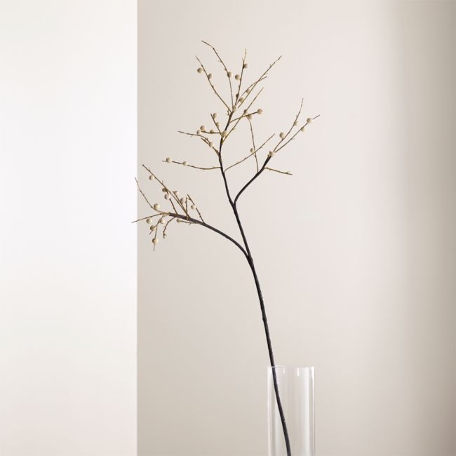 Faux Ilex White Berry Stem Branch 39" - Image 0