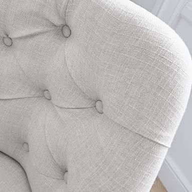 Tufted Swivel Desk Chair, Linen Blend Light Gray - Image 1