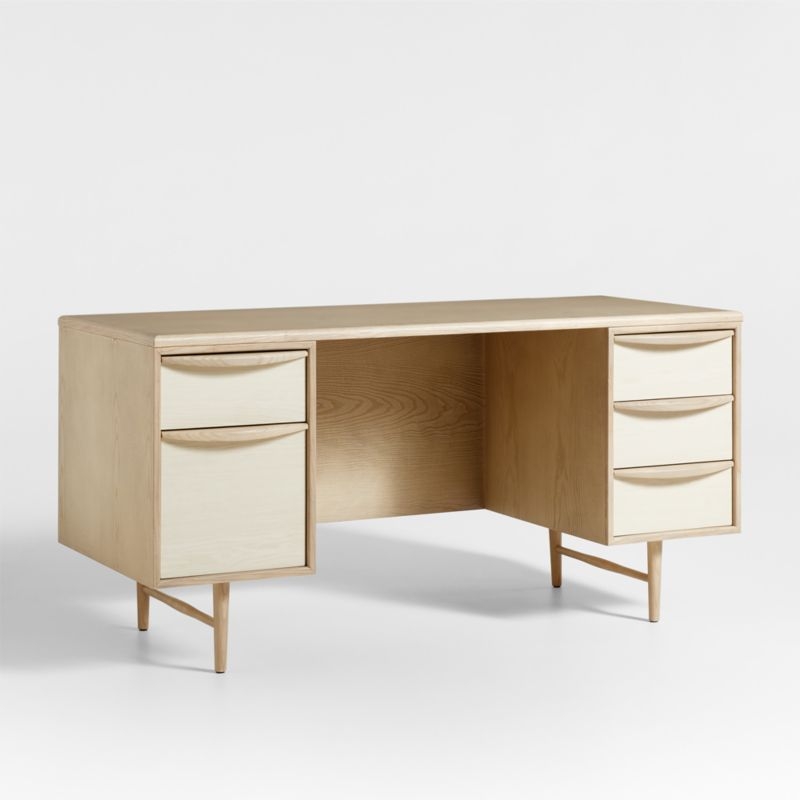 Kaufman 62" Natural and Blonde Wood Desk with File Drawer - Image 5