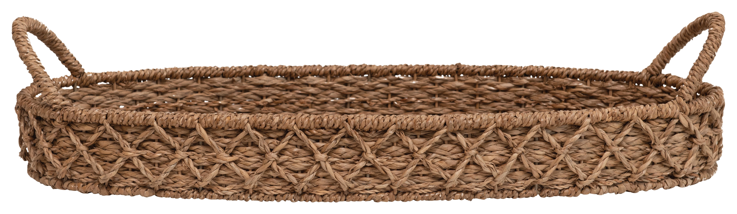 Decorative Oval Woven Seagrass Tray with Handles - Image 0