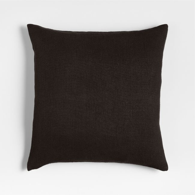 Relaxed Linen 20"x20" Ink Black Layering Throw Pillow with Feather Insert - Image 0