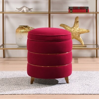 Virginio 16" Wide Velvet Round Storage Ottoman with Storage - Image 0