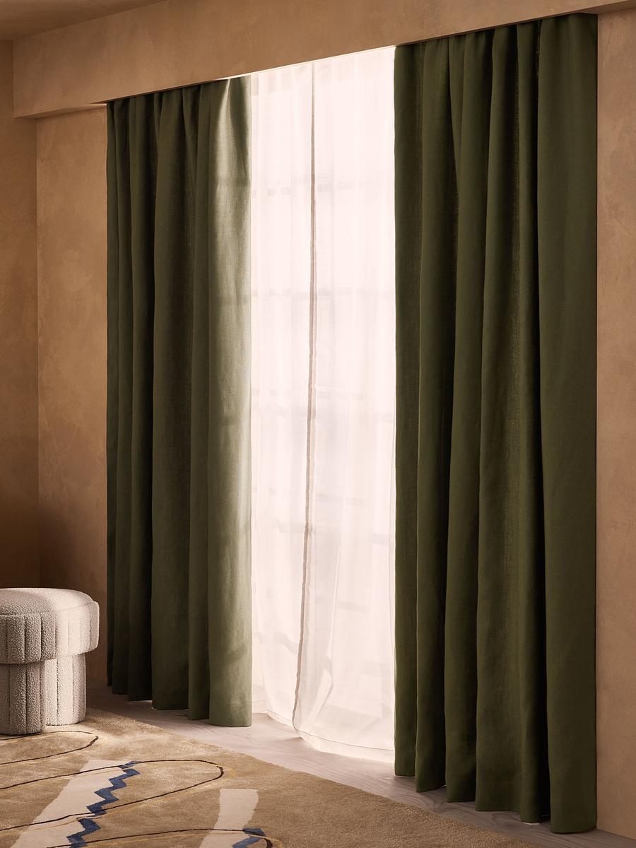 Vinnie Linen Curtains, Sage, Width 193cm Length 228cm - Image 0