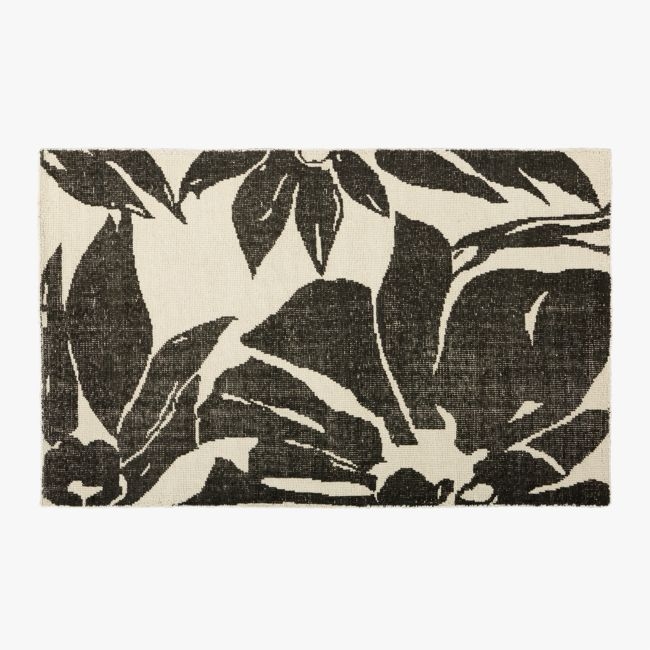 Loren Handknotted Black and White Floral Rug 8'x10' - Image 0