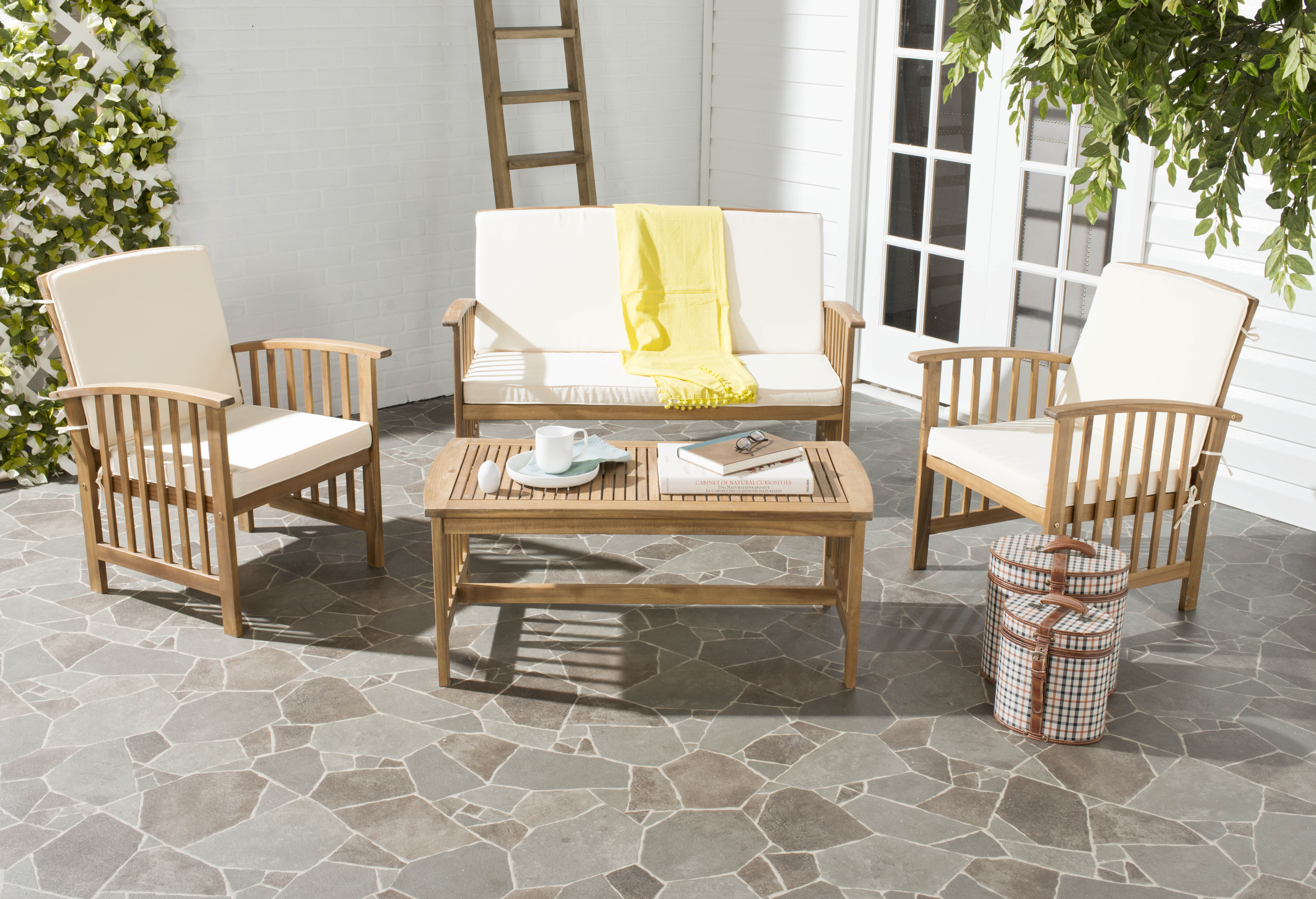 Rocklin 4 Piece Outdoor Set - Natural/Beige - Safavieh - Image 2
