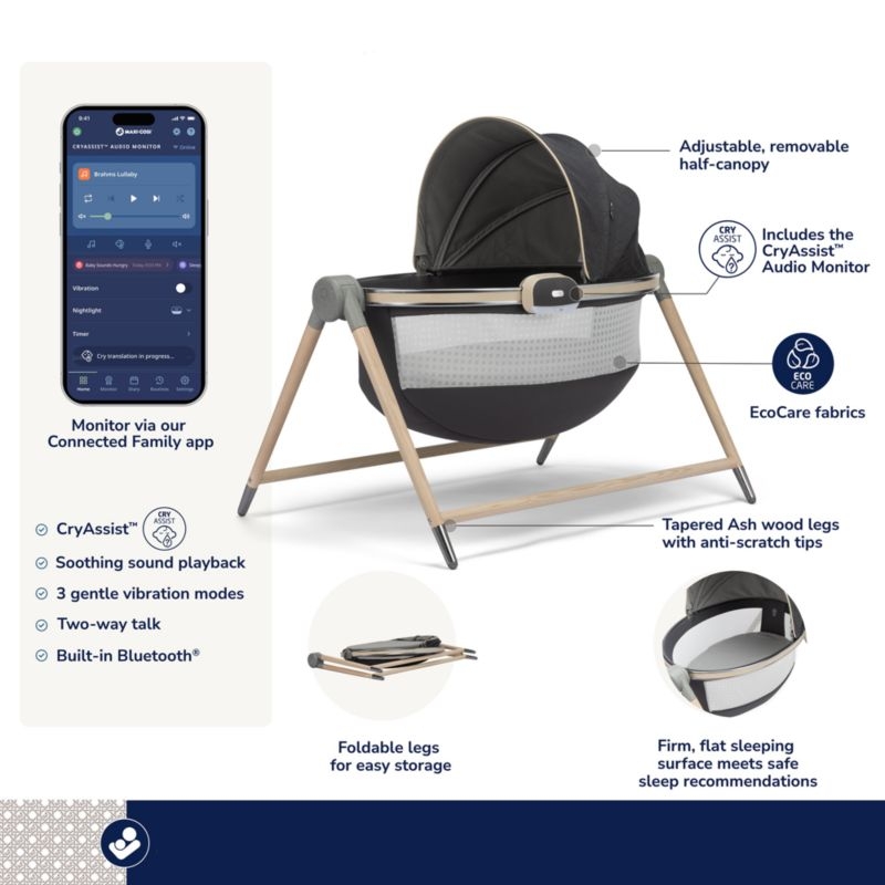 Maxi-Cosi ® Sibia Onyx Heritage Baby Bassinet with CryAssist ™ - Image 6