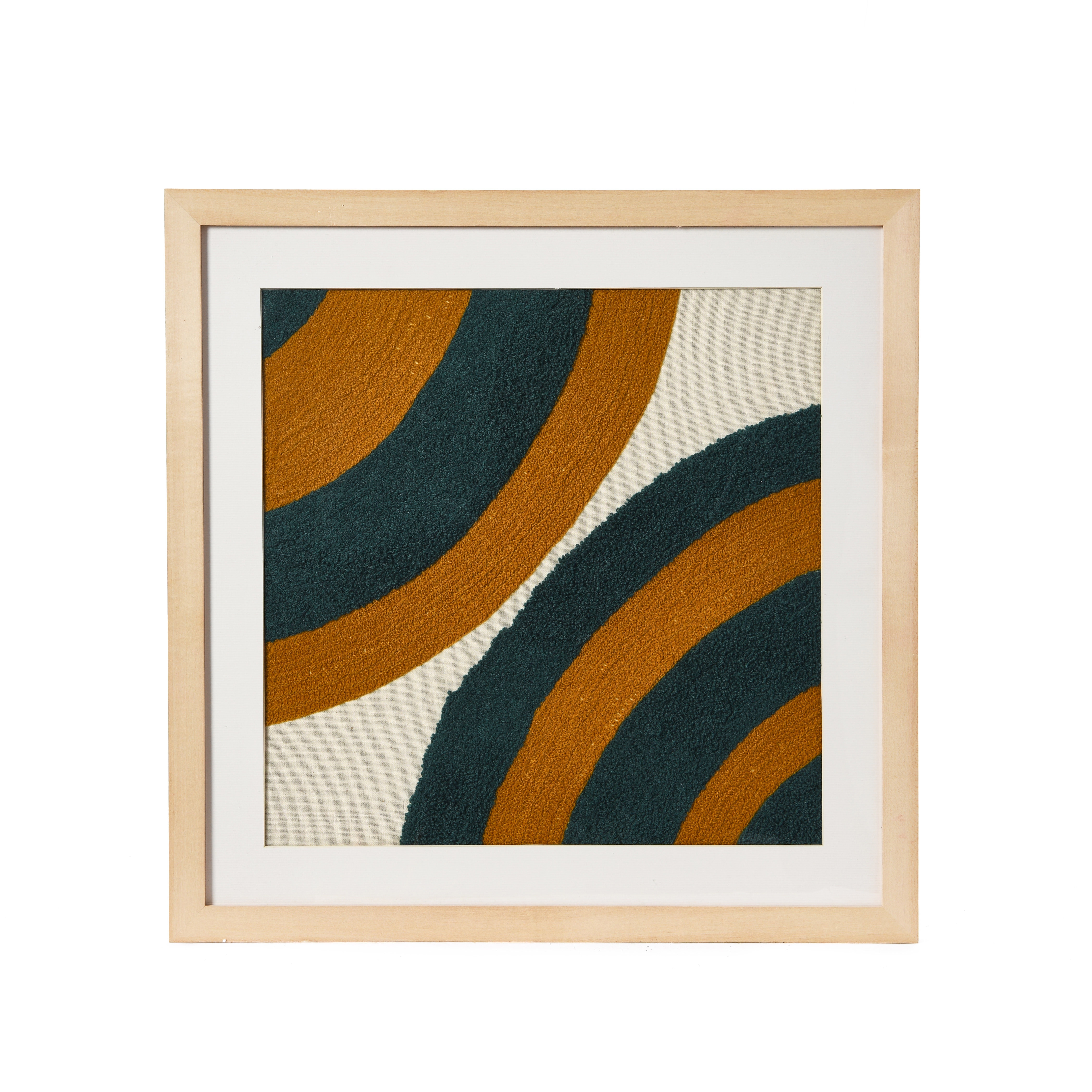 18" Square Abstract Embroidery in Wood Frame - Image 0