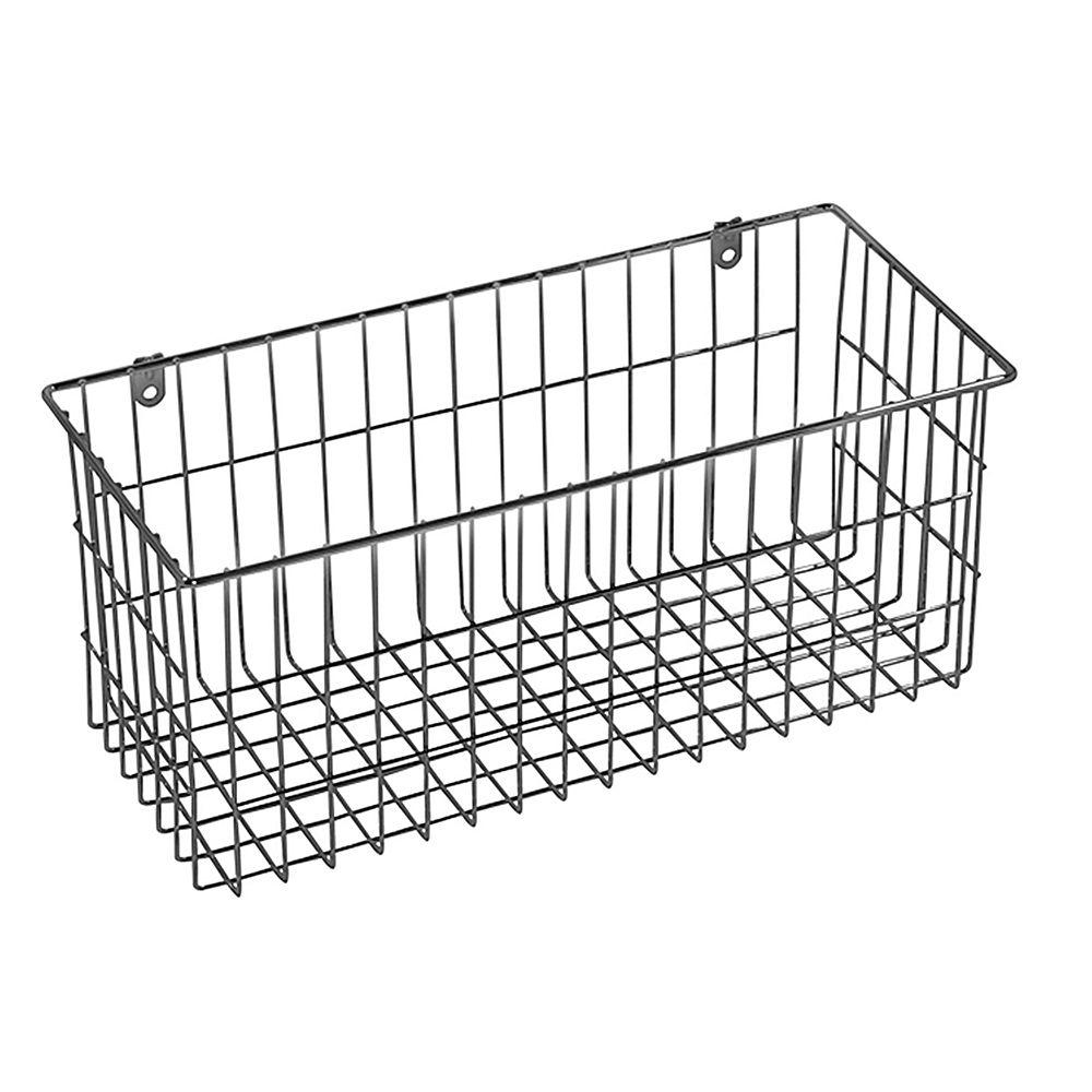 More Inside Large 4 Sided Wall Mount Wire Basket, Chrome Metal Wire - Image 0