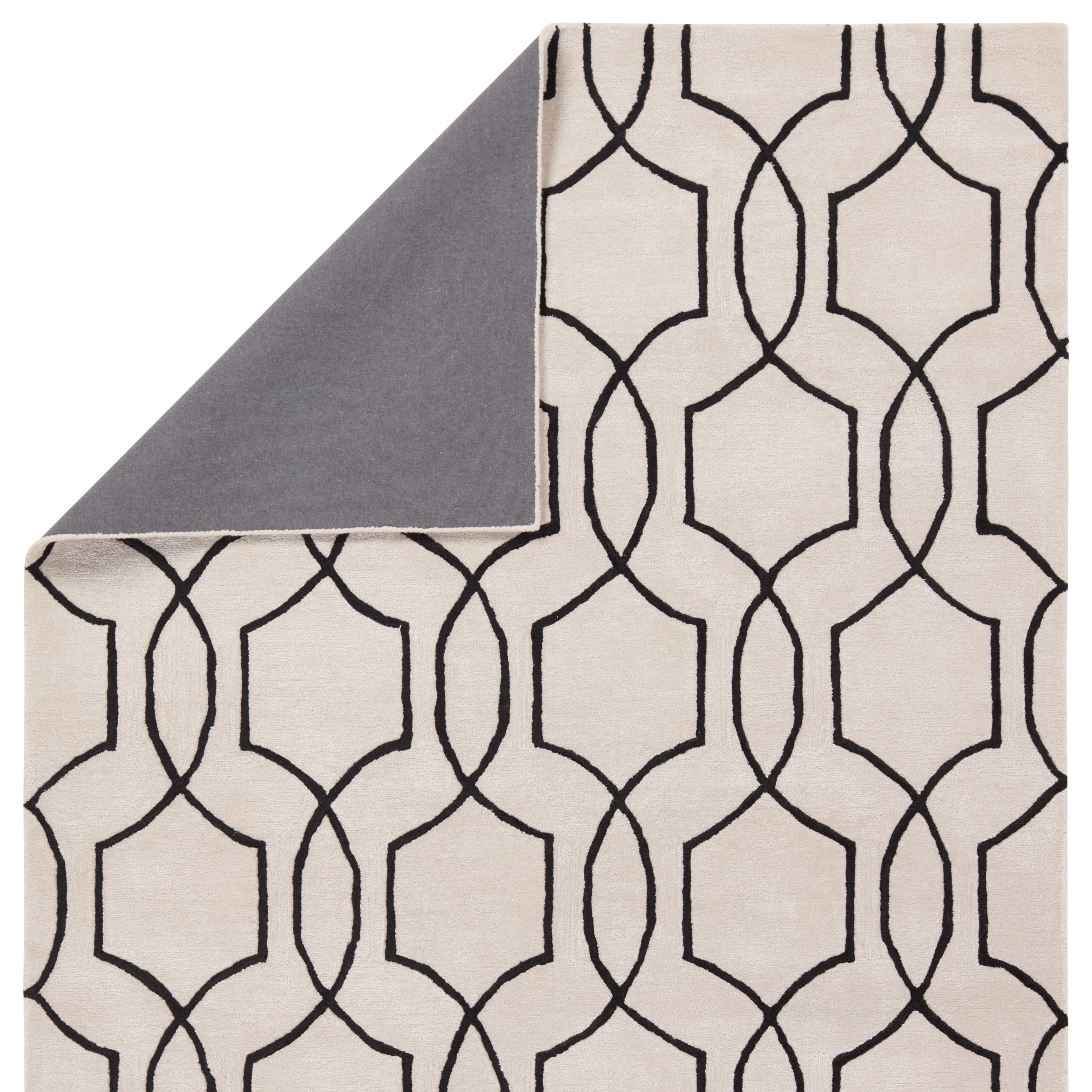 Arae CT123 Handmade Geometric Ivory and Black Area Rug (8'x10') - Image 2
