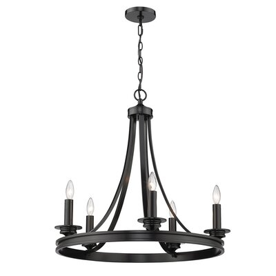 Pavon 5 - Light Candle Style Wagon Wheel Chandelier - Image 0