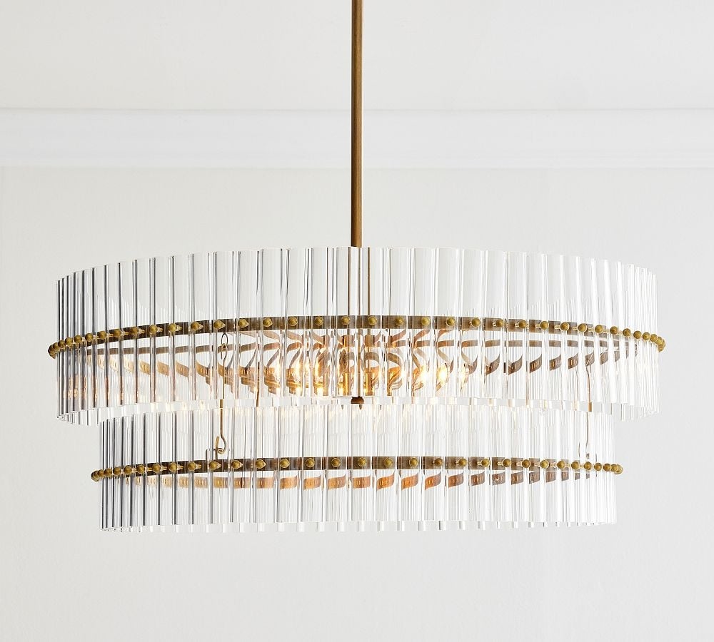 Mallory Crystal Round 29.5" Chandelier, Brass - Image 0