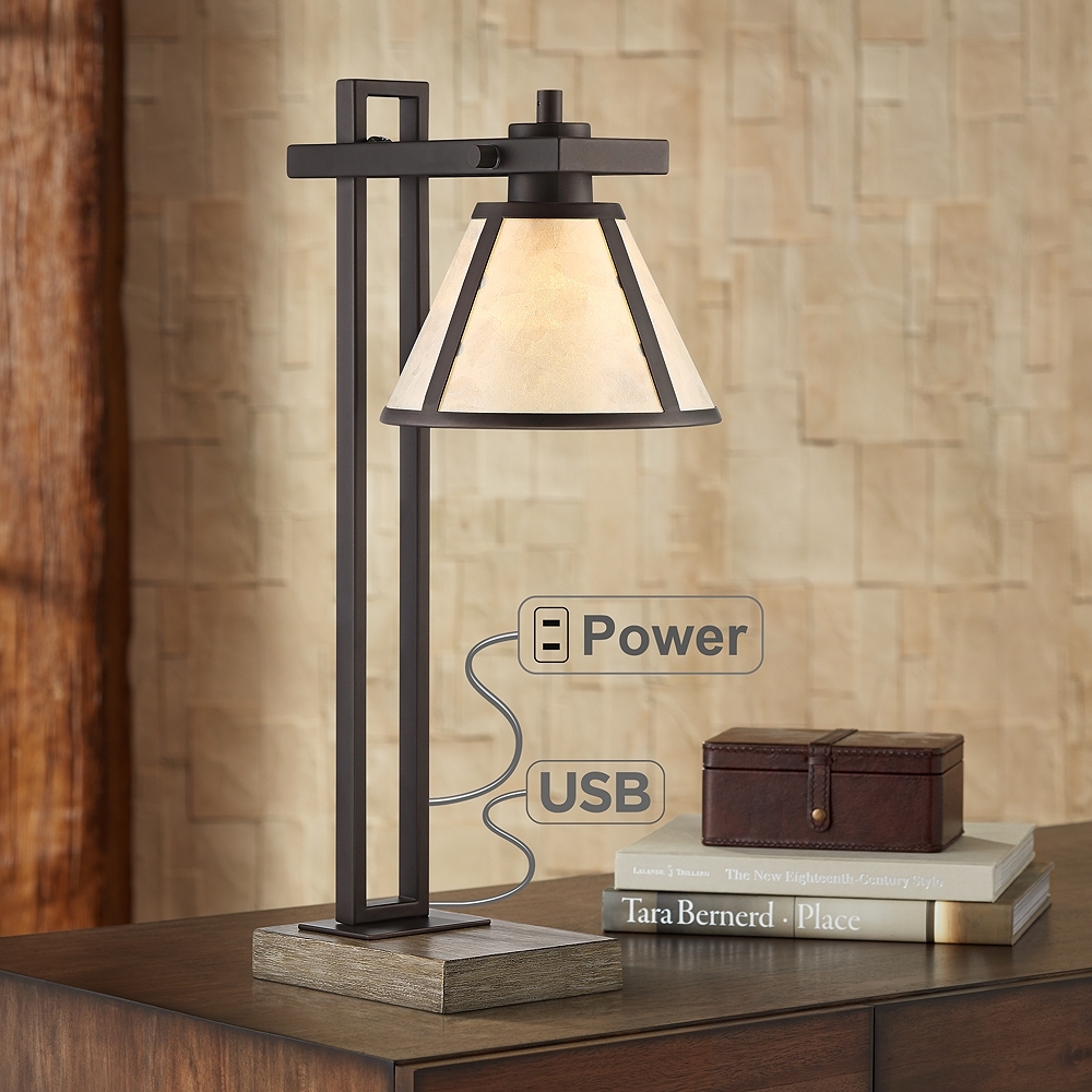 Maricopa Bronze Column Table Lamp with USB Port and Outlet - Style # 74V11 - Image 0