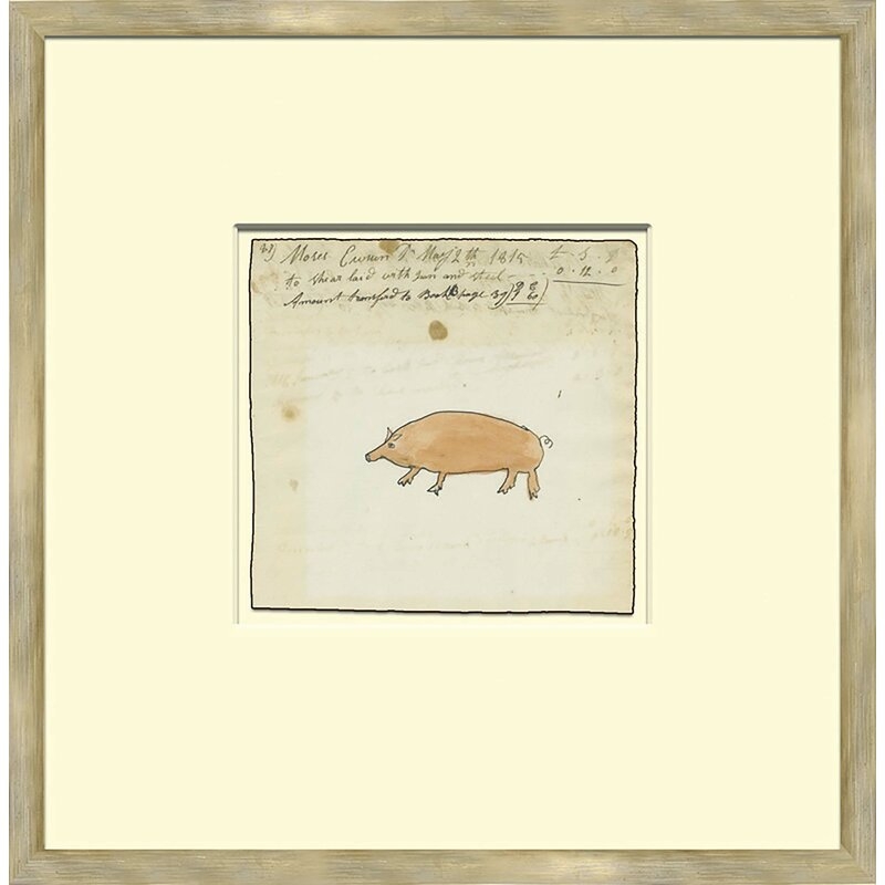 Soicher Marin Pig - Sm. Mennonite Ledger Drawing Framed Drawing Print - Image 0