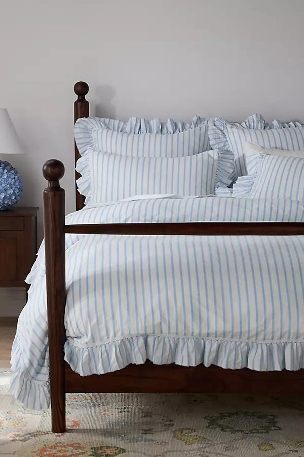Organic Cotton Spa Sateen Ruffled Duvet Cover - Image 0