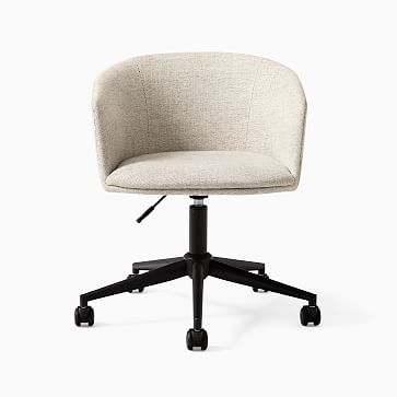 Deacon Swivel Office Chair, Twill, Dove, Black - Image 2