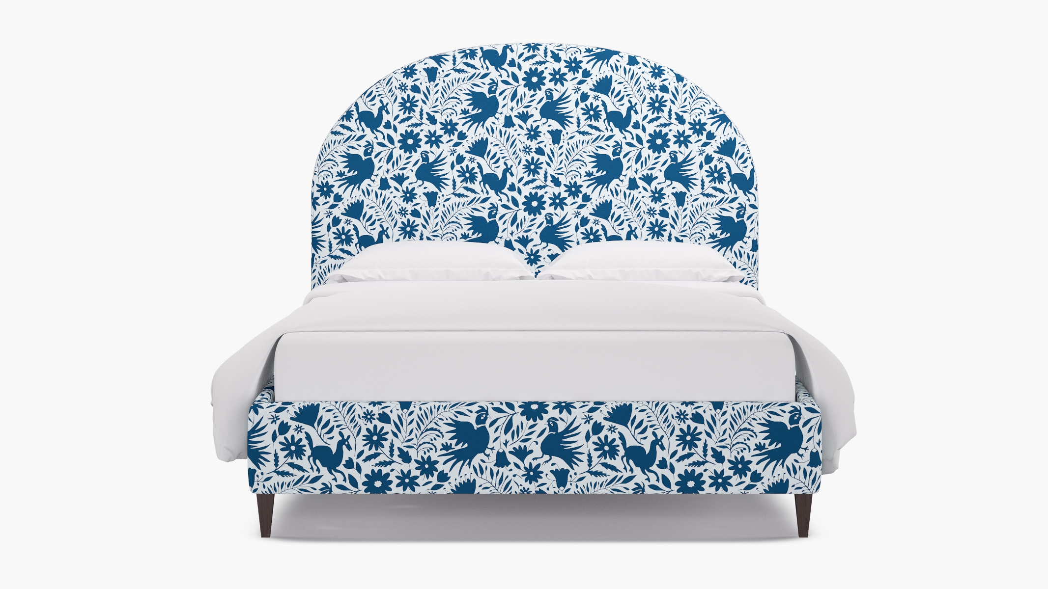 Demilune Bed, Cerulean Frida, Espresso Square Tapered Leg, King - Image 0