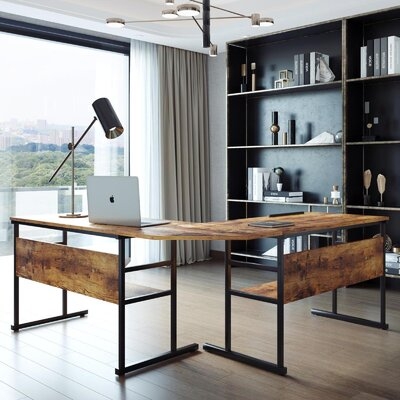 Budapest Home Office L-Shaped Desk With Bottom Bookshelves - Image 0