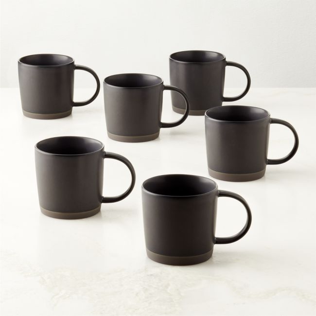 Cast Reactive Glaze Black Mugs 12oz Set of 6 - Image 0