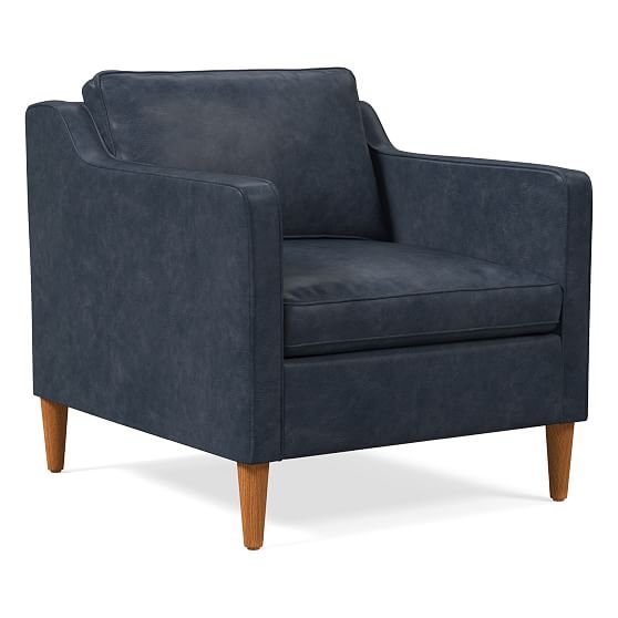 OPEN BOX: Hamilton Chair, Oxford Leather, French Navy, Almond - Image 0
