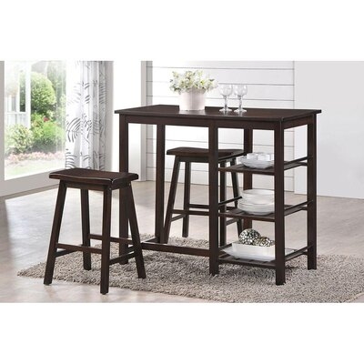 3 - Piece Counter Height Rubberwood Solid Wood Dining Set - Image 0
