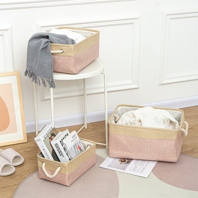 Decorative Fabric Storage Baskets With Rope Handles For Kids Storage(Set Of 3) - Image 0