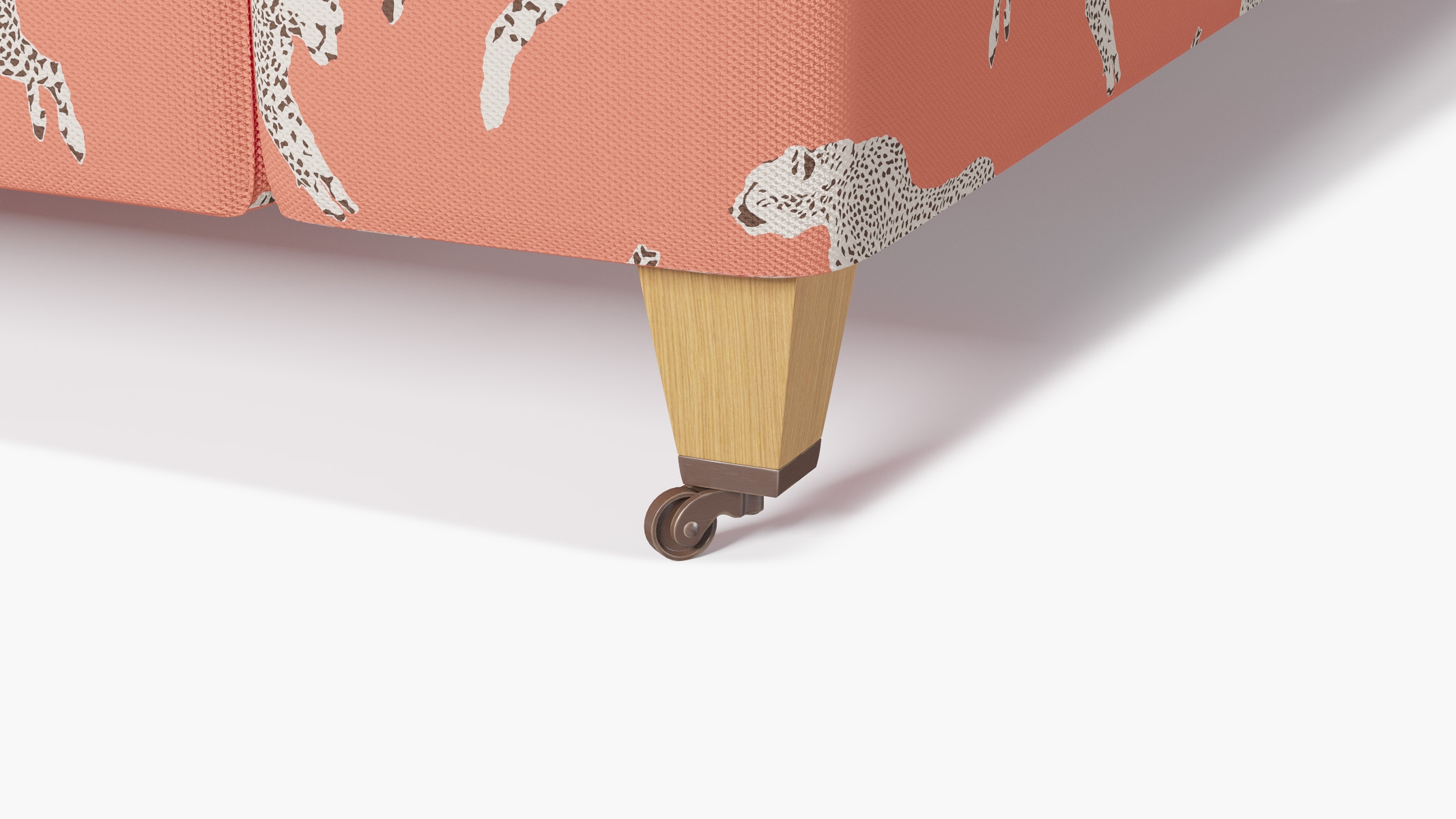 Classic Sofa, Henna Cheetah, Natural with Antique Brass Caster - Image 1