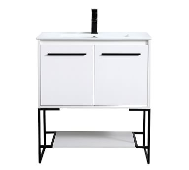 Kinley Single Sink Vanity Cabinet, 2 Door, White, 30" - Image 0